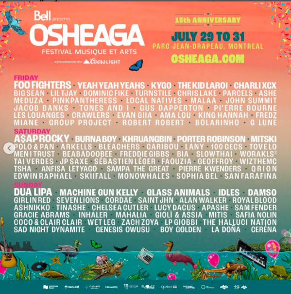 Osheaga 2022 festival line-up